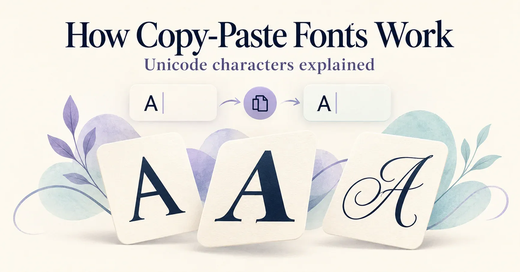 Ordinary and decorative Unicode letters copied between text fields.